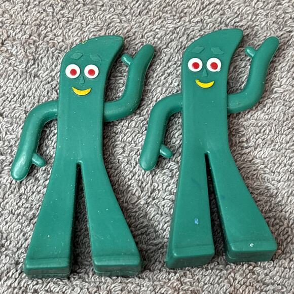Vintage 80s Gumby and Pokey Mini 3 inch Figure Set Jesco Prema Toy Hong Kong - Picture 5 of 9